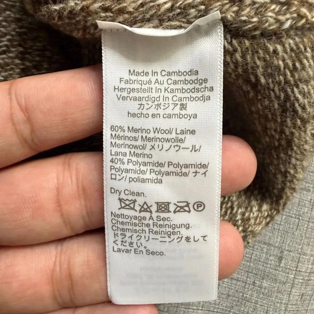 J Crew Rugged Merino Sweater Men's S Brown Wool Blend 1/4 Zip Mock Neck - Picture 8 of 11